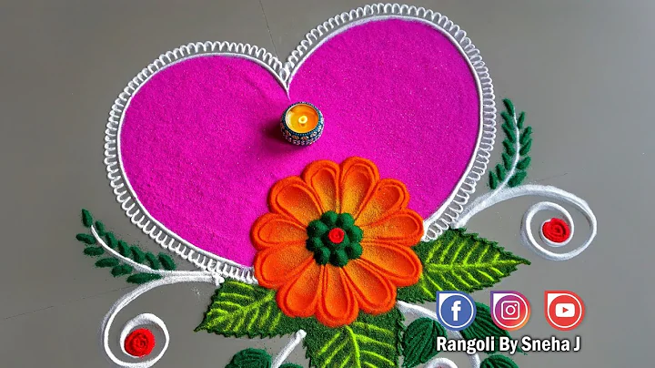 Beautiful Heart Shaped Rangoli Design | Multicolored Rangoli | Easy Rangoli Designs  By Sneha J