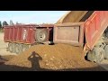 Выгpузка гравия из прицепа MEGA и самосвала VOLVO 8x4 без расстыковки автопоезда!  Dump gravel