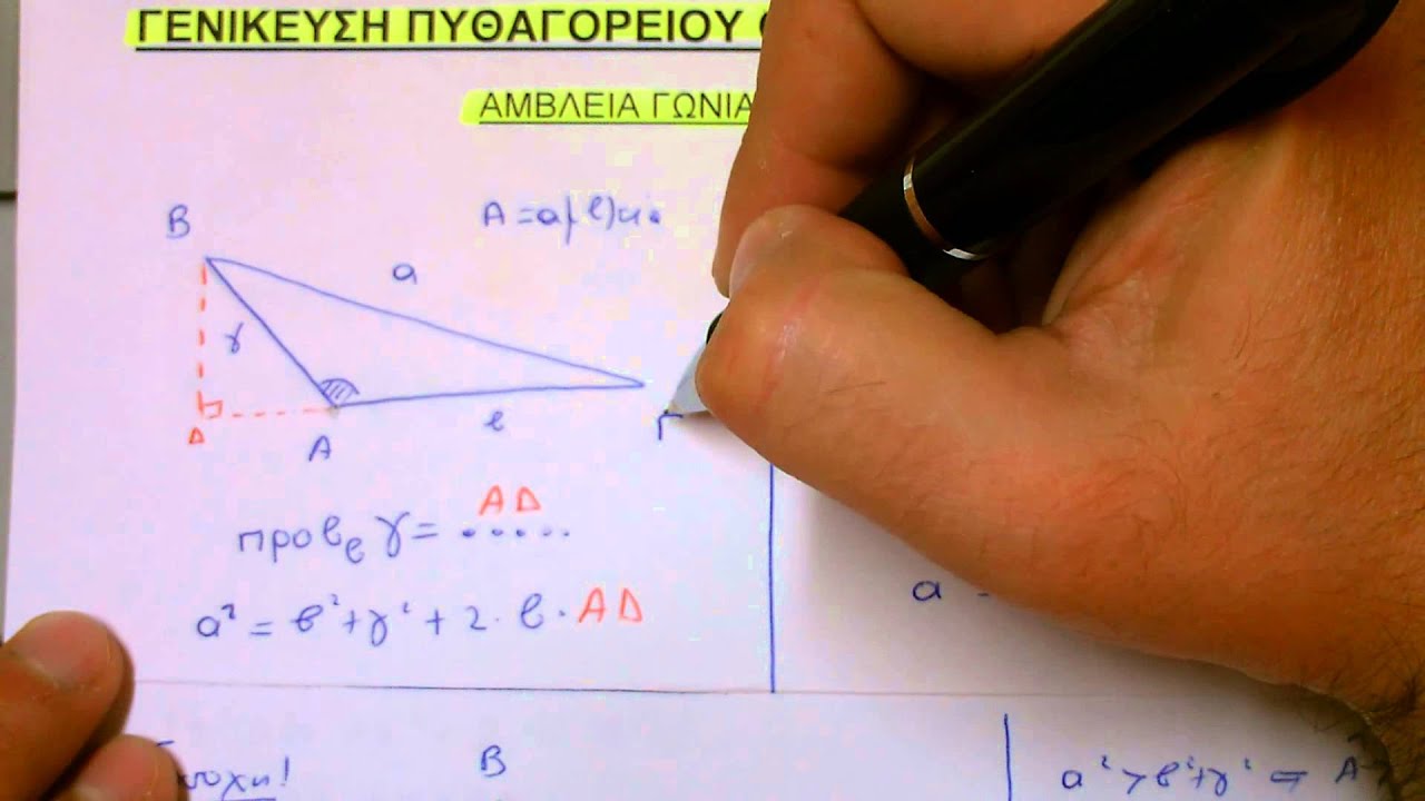 γενικευση πυθαγορειου θεωρηματος(θεωρεια)