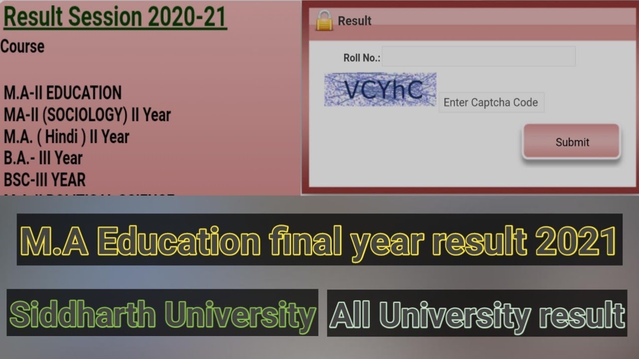 ma final year result / ma result 2021 / ma education result 2021 / ma result all University