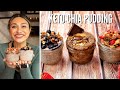 KETO CHIA SEED PUDDING 3 WAYS! DAIRY FREE, GRANOLA, CHOCOLATE PB!