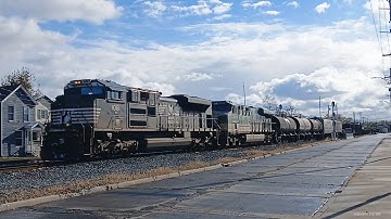NS 1061 and NS 8099 The Southern Rwy lead NS 142 Manifest Train North at Hamilton, OH