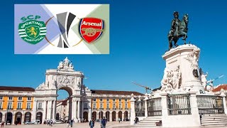 Arsenal fans singing "Sweet Caroline" in Lisbon Portugal 2023, Sporting - Arsenal, Europa League
