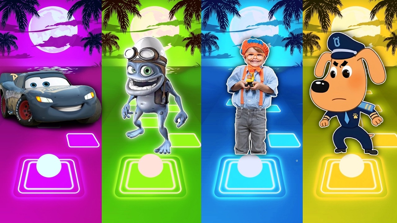 McQueen 🆚 Crazy frog 🆚 Blippi 🆚 Sheriff Labrador in Tiles Hop EDM Rush🎶