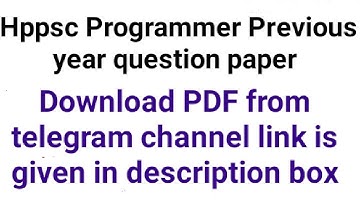Hppsc #programmer previous year question paper|| Download pdf from Telegram channel|| #JOAIT  #hp_gk