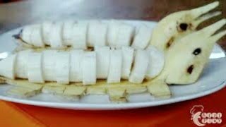Banana Decoration Garnish Tips | Platting Buah Pisang