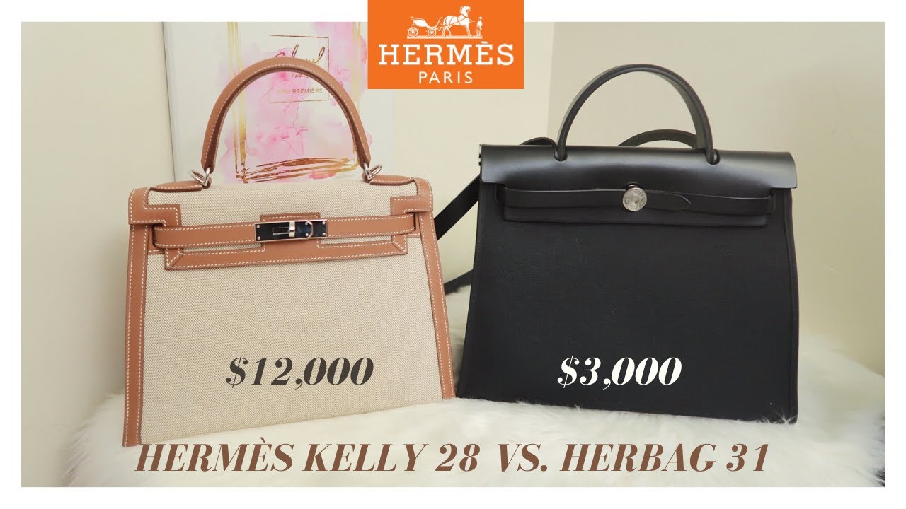 HERMES HERBAG vs. KELLY DETAILED COMPARISION: Price/What Fits/Mod Shots 🐎  爱马仕Kelly对比Herbag 