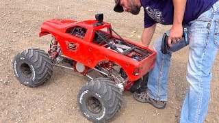 MAN and his GIANT MEGA TRUCK! GAS POWER 49cc Engine - 80lb RAMINATOR | RC ADVENTURES