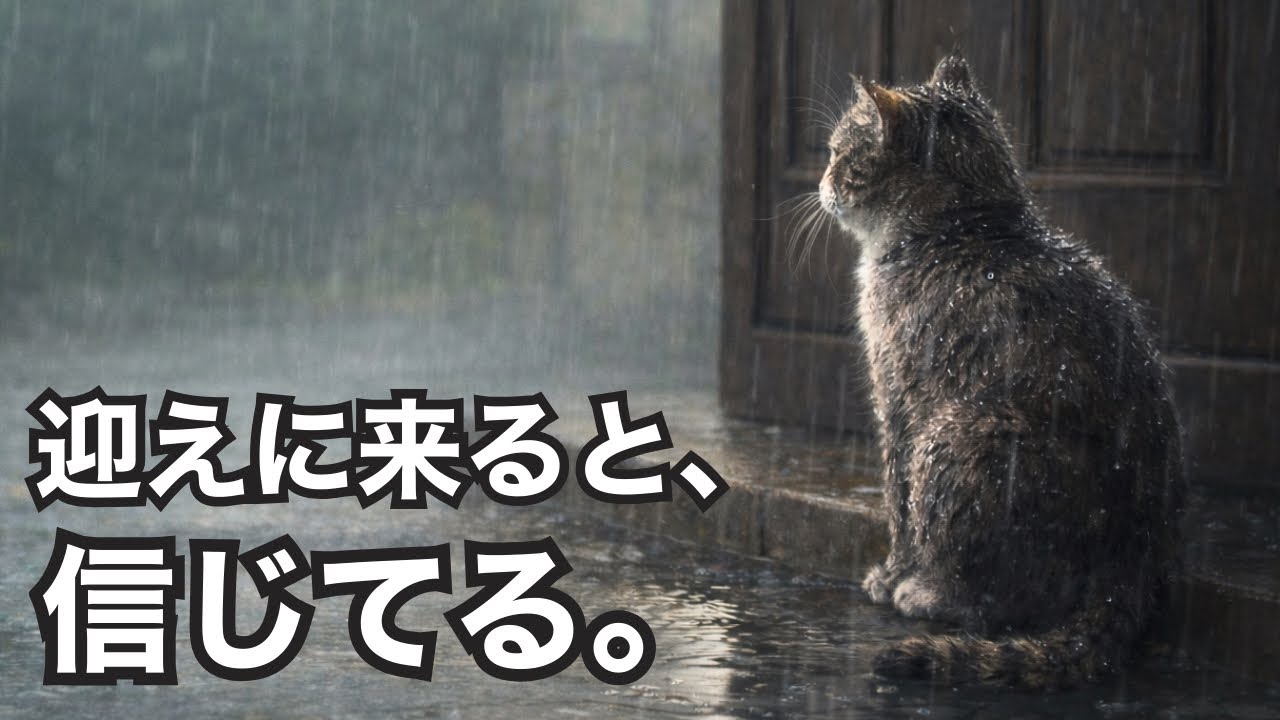 迎えに来ると信じて、玄関の前で待ち続けた猫。数日後…