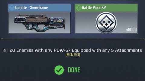Call Of Duty Mobile Kill 20 Enemies with PDW-57 Equipped with any 5 Attachments Task Complete