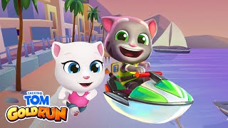 Epic Beach Battle: Tom vs. Angela (Talking Tom Gold Run vs. Talking Tom Jetski 2 Gameplay) screenshot 3