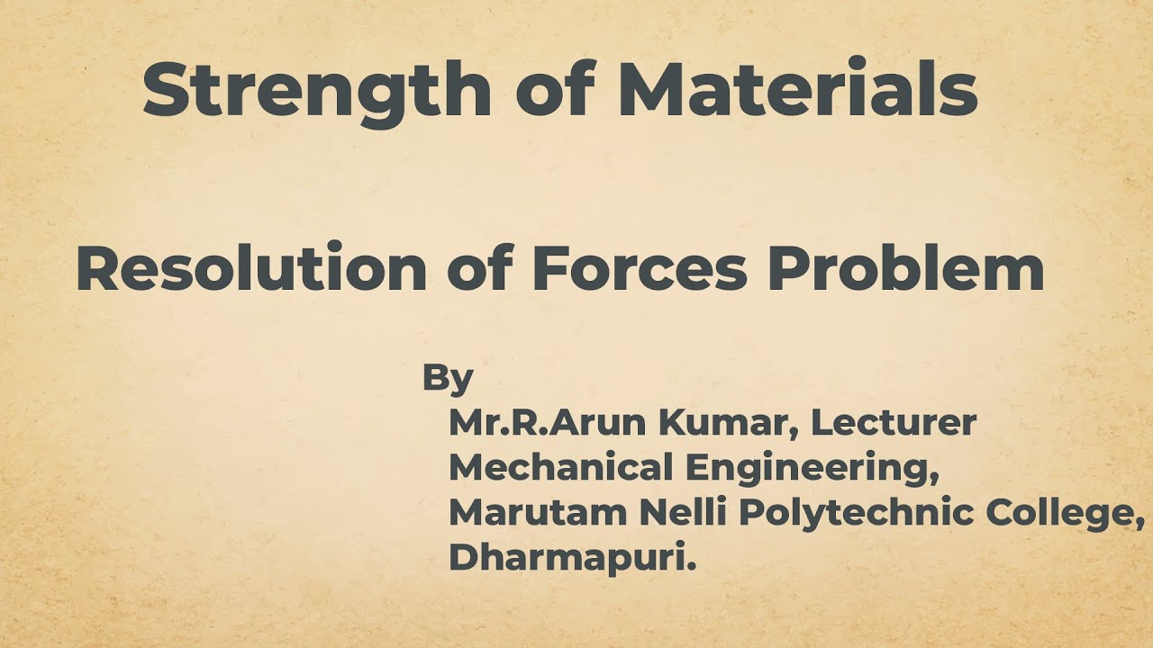 Resolution of Forces Problem Strength of Materials Diploma in