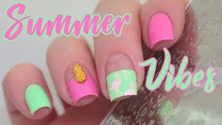 SUMMER VIBES NAIL ART TUTORIAL FOR SHORT NAILS