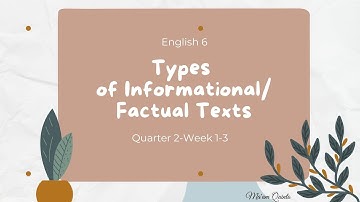 ENGLISH 6 | Informational/Factual Text (Quarter 2 -Week 1-3)