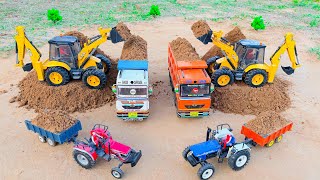 2 Jcb 5Cx Backhoe Fully Loading Sand Tata Tipper Truck 2518 Mahindra Arjun Novo 605Di Jcb Gadi