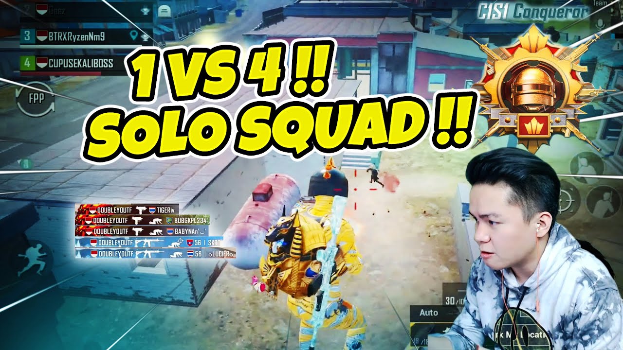 1 VS 4 SOLO SQUAD!! 2 MATCH | CONQUEROR | PUBG Mobile - YouTube
