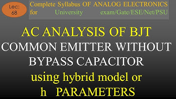Lec-68 BJT Small Signal Analysis-Common Emitter Amplifier without Bypass Capacitor | R K Classes |