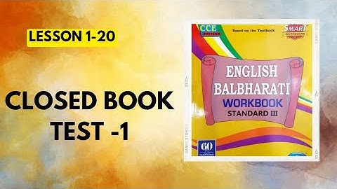 STD 3|Lesson 1-20|Closed Book Test-1|English Balbharati Workbook Question Answers||