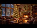 Cozy Christmas Cabin Ambience | Relaxing Fireplace &amp; Snowfall ❄️🎄