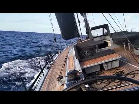 Swan 78 sailing at 11knots in the Mediterranean (Balearic Sea)