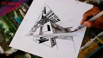 Draw a Sketch in Three point Perspective - Bird