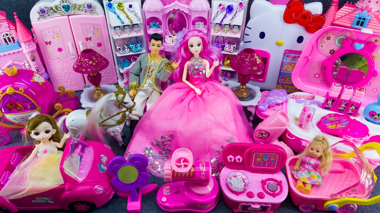 12 Minutes Satisfying Unboxing Pink Royal Princess Family Bedroom, Minnie Makeup Playset Review Toys