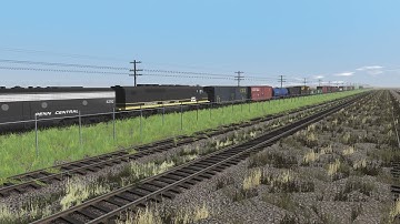 Penn Central E8 4292 and Seaboard Coast Line SDP40F 506 Freight Train Run-By