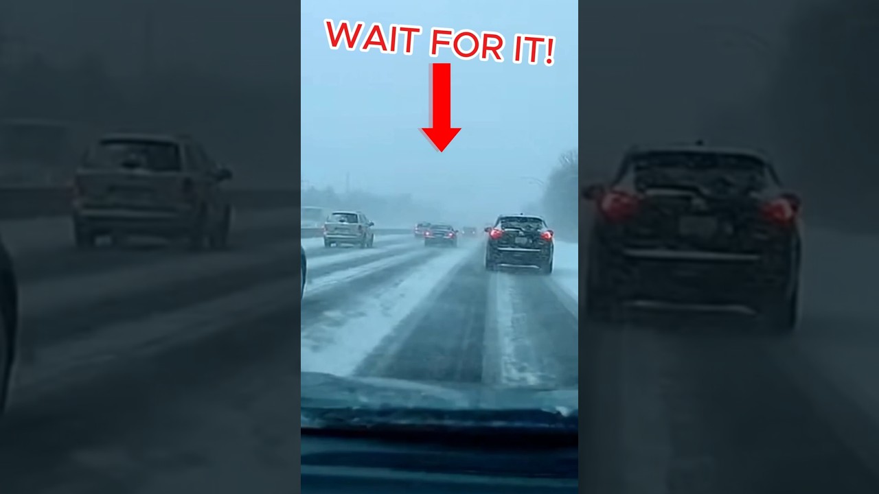 Chain Reaction Winter Crash on Snow Covered Highway