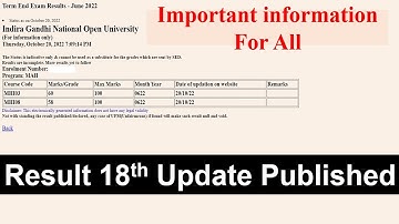 {Breaking News } IGNOU June 2022 Result 18th Update Published | important information for All