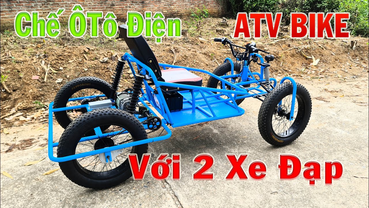 Biến 2 Xe Đạp Thành Ô Tô Điện Bánh Béo 750w 50km/h DIY Electric Quad