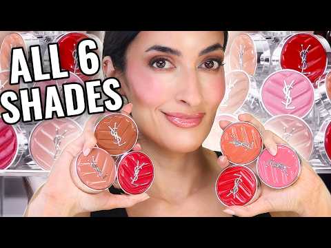 🔥All 6 New YSL Make Me Blush Cream Blushes - Swatched, Applied &amp; Compared!
