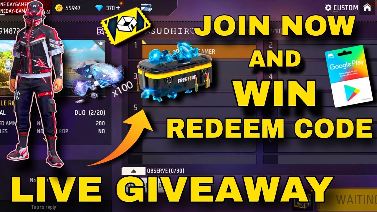 Free Fire Live Giveaway Custom Room | FF Live Team Code Giveaway | FF ...