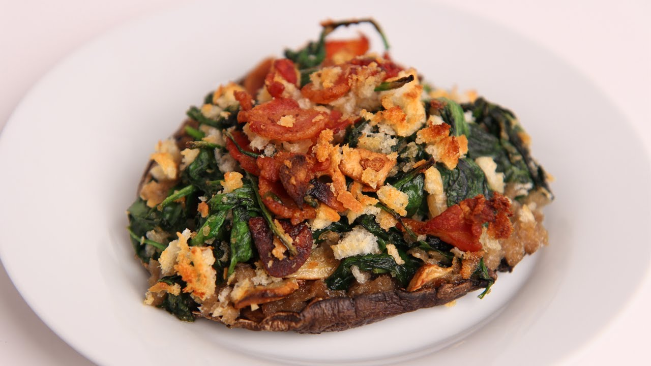 Bacon & Spinach Stuffed Portobello Mushrooms Recipe Laura Vitale