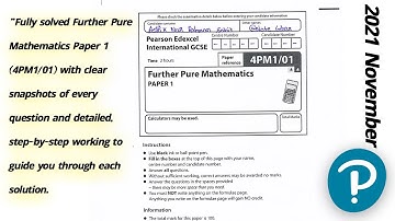 IGSCE Edexcel 9-1 Further Pure Maths (4PM1/01) 🔴 2021 November Paper 1 Solved