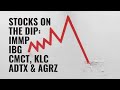 Crashing IMMP, IBG, CMCT, KLC, ADTX &amp; AGRZ Stocks