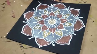 Drawing a Flower Mandala Doodle with Metallic Paint Markers on Black Paper