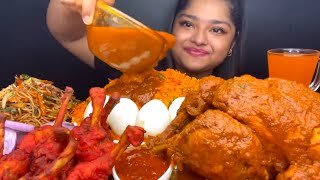 🔥 ASMR EATING SPICY WHOLE CHICKEN CURRY, CHICKEN LOLLIPOP,MAGGI,EGG CURRY WITH RICE 🤤