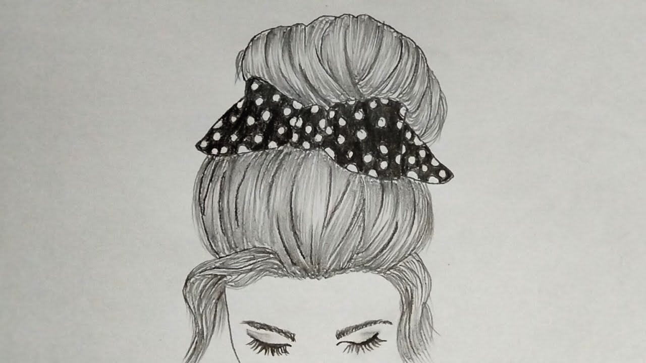 How to draw hair bun with a beautiful bow || Easy drawing ideas || a
