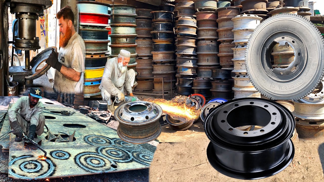 ⁣How Heavy Duty Truck Tyre Rim Plate Are Made From Old Ships Sheets || Repairing of Broken Tyre Rim |