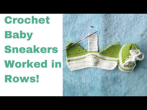 Crochet baby sneakers worked flat