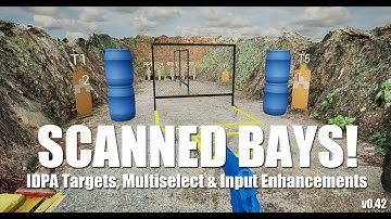 LIDAR Scanned bays for stage design, IDPA Targets and Multiselect for Practisim Designer