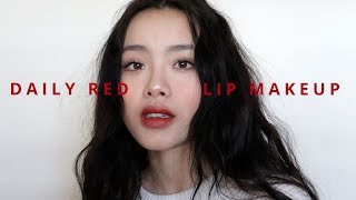 DAILY RED LIP MAKEUP (with subs)