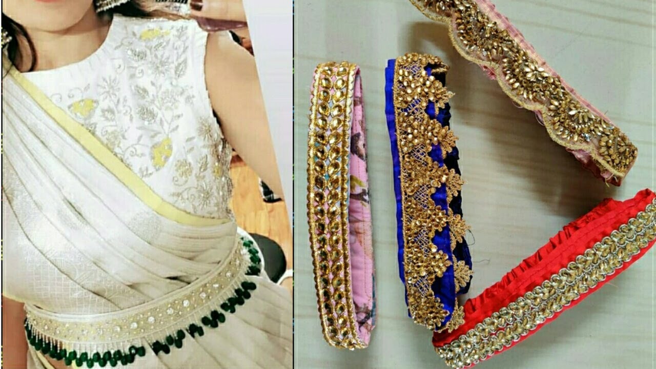 Latest Handmade New model waist belt for silk saree, Zardosi maggam, aari  work finish, …