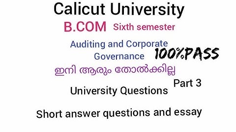 Auditing and Corporate Governance: University Questions