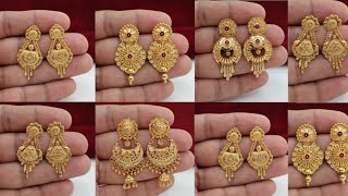 Light weight hallmark gold Earrings ki new designs with live weight & price // Gold Long earrings ?