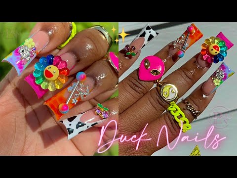 FUN FRENCH DUCK NAILS 🌈✨🍭 | HOW TO SHAPE DUCK NAILS