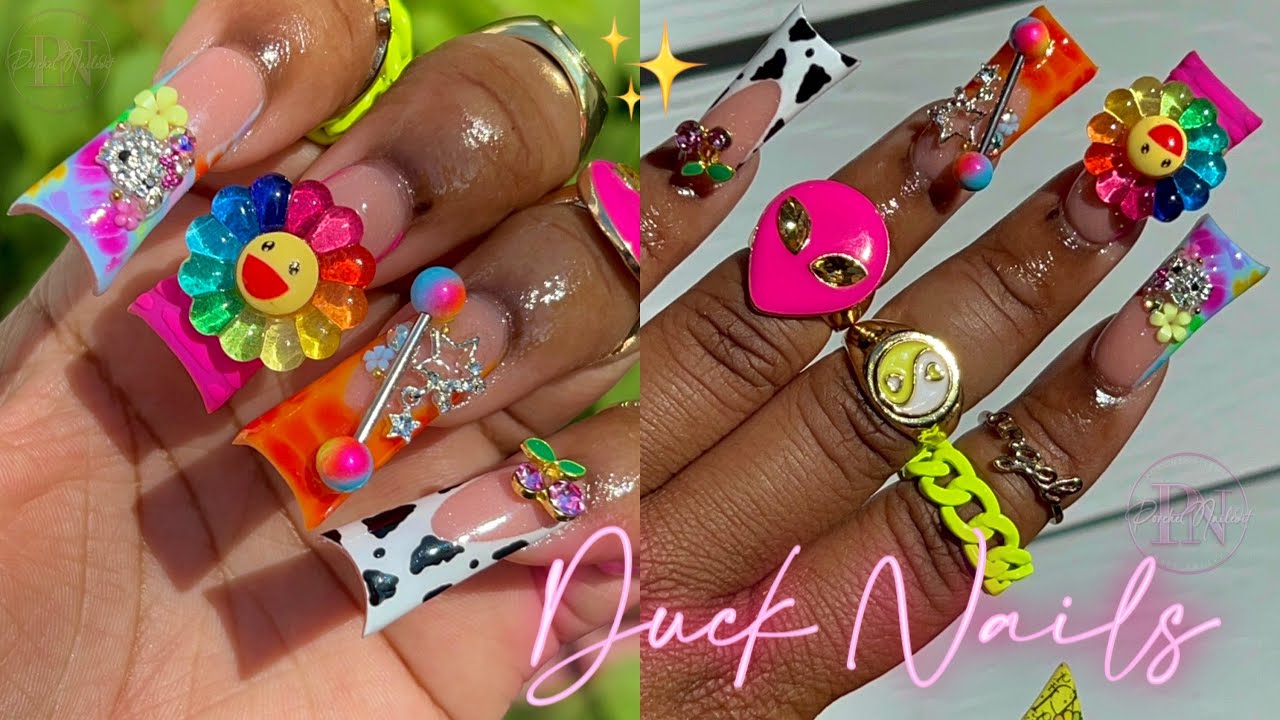 FUN FRENCH DUCK NAILS 🌈 🍭 | HOW TO SHAPE DUCK NAILS - YouTube