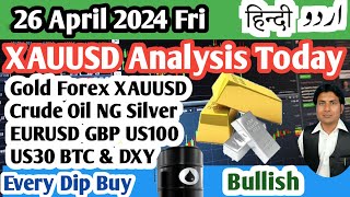 #XAUUSD Analysis Today #Hindi | Gold #Forex Forecast Urdu USOil Prediction Strategy News 26 Apr 2024