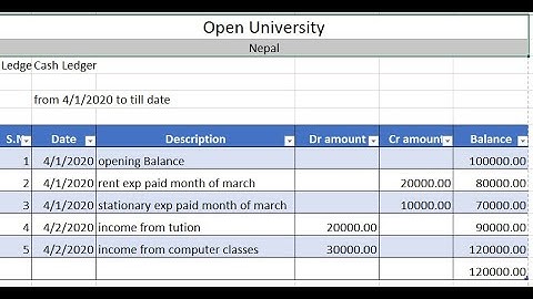 How to make ledger in excel and entry data (Nepali language)