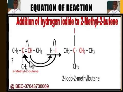 reaction-of-2-methyl-2-butene-with-hydrogen-iodide